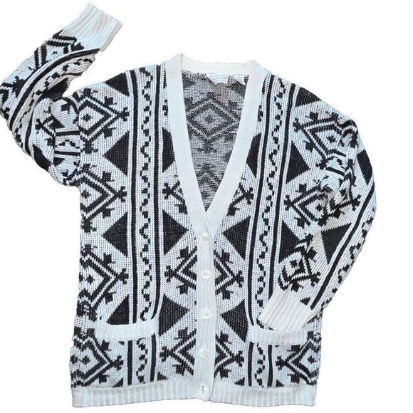 VTG 90s Women’s Haberdasher Cardigan Size S Geometric Streetwear Academia - Picture 1 of 5